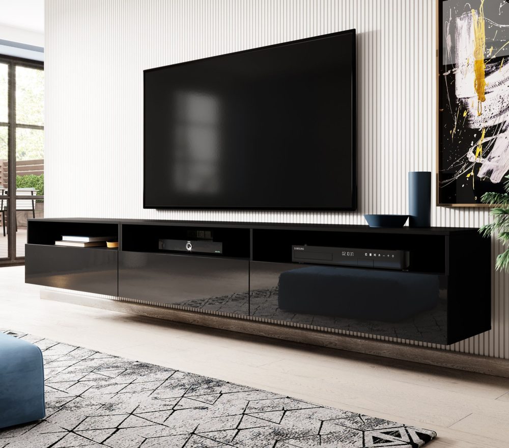 שידת טלוויזיה תלויה שחורה ATHENS