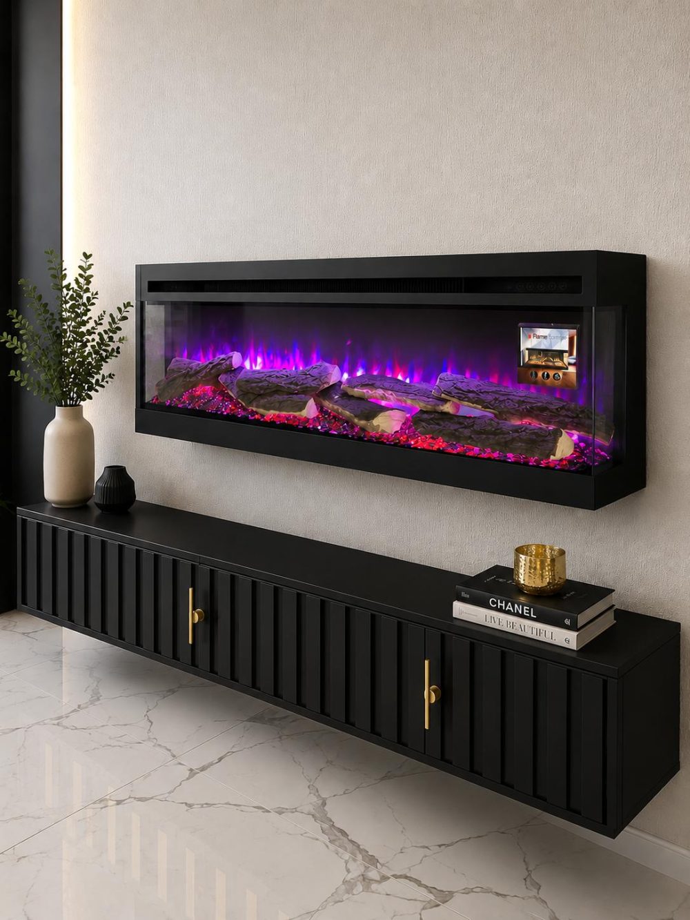 קמין אח חשמלי חימום פנורמי דגם P360
