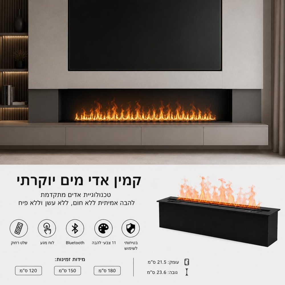 קמין דקורטיבי אדי מים 3D יוקרתי